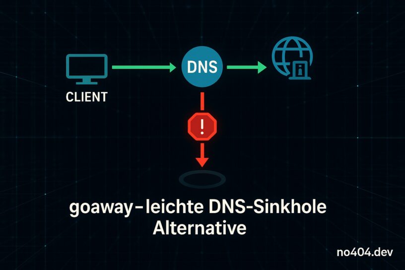 Grafik, die den Prozess einer DNS-Sinkhole-Alternative mit Client, DNS und Internet darstellt.